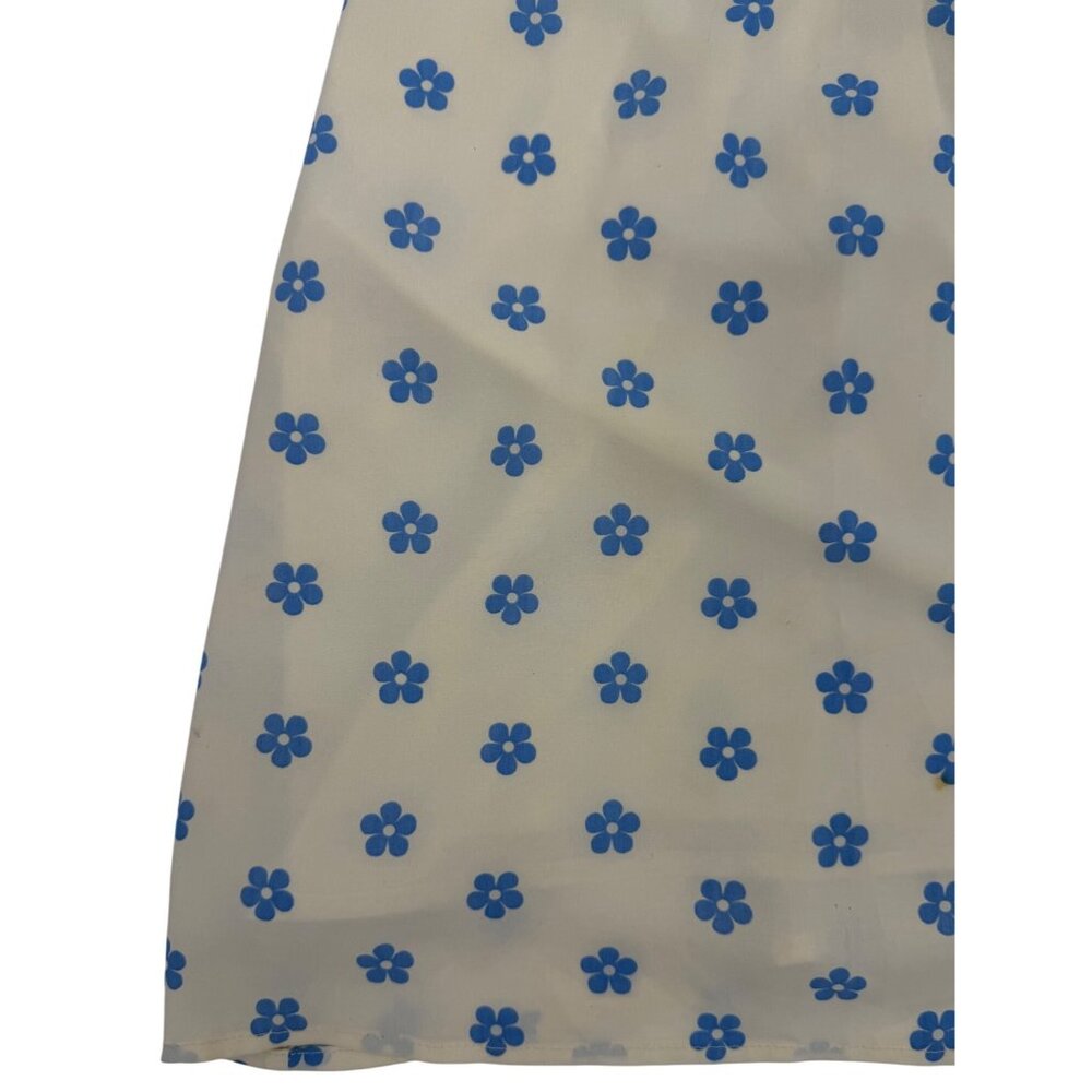 NWT Cider Floral Cutout & Keyhole Cream & Blue Boho Cottagecore Mini Dress - Picture 13 of 16